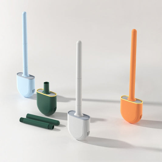 360° Silicone Toilet Brush with Wall-Mount Holder