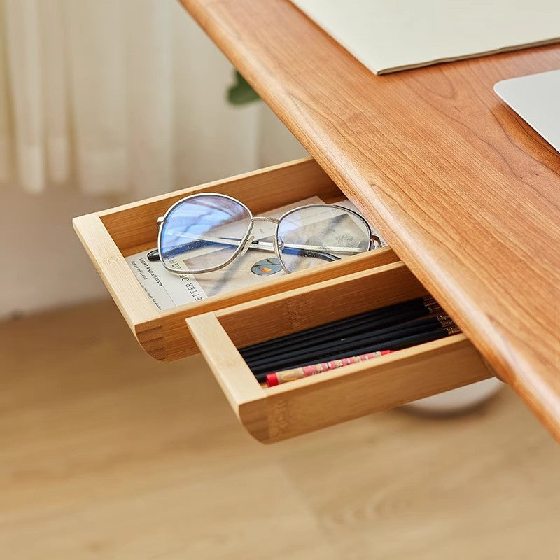 No-Drill Under-Desk Drawer Organizer, Bamboo Wood