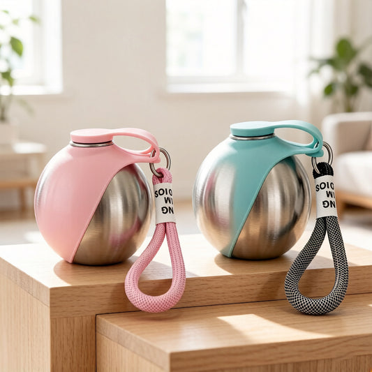 Portable 2-in-1 Stainless Steel Pet Water Bottle