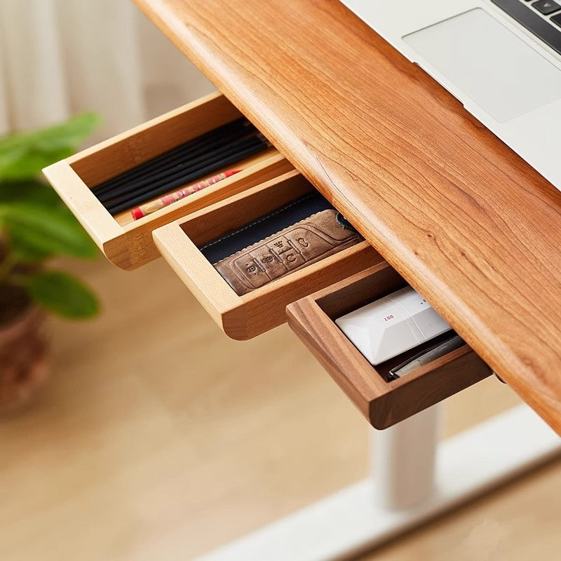 No-Drill Under-Desk Drawer Organizer, Bamboo Wood