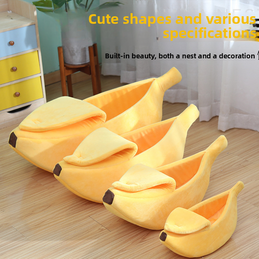 Banana-Shaped Cozy Pet Bed for Cats & Small Dogs