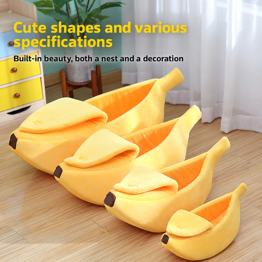 Banana-Shaped Cozy Pet Bed for Cats & Small Dogs