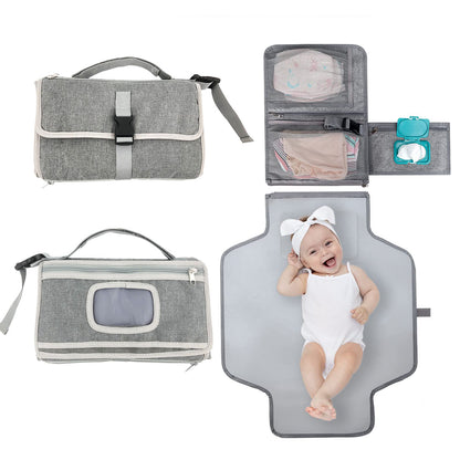 Portable Waterproof Diaper Changing Mat with Pockets
