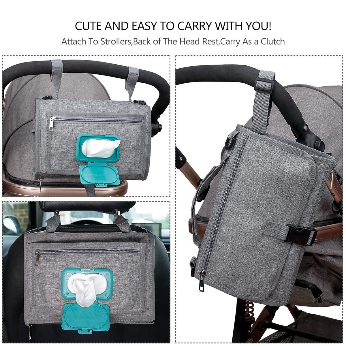 Portable Waterproof Diaper Changing Mat with Pockets