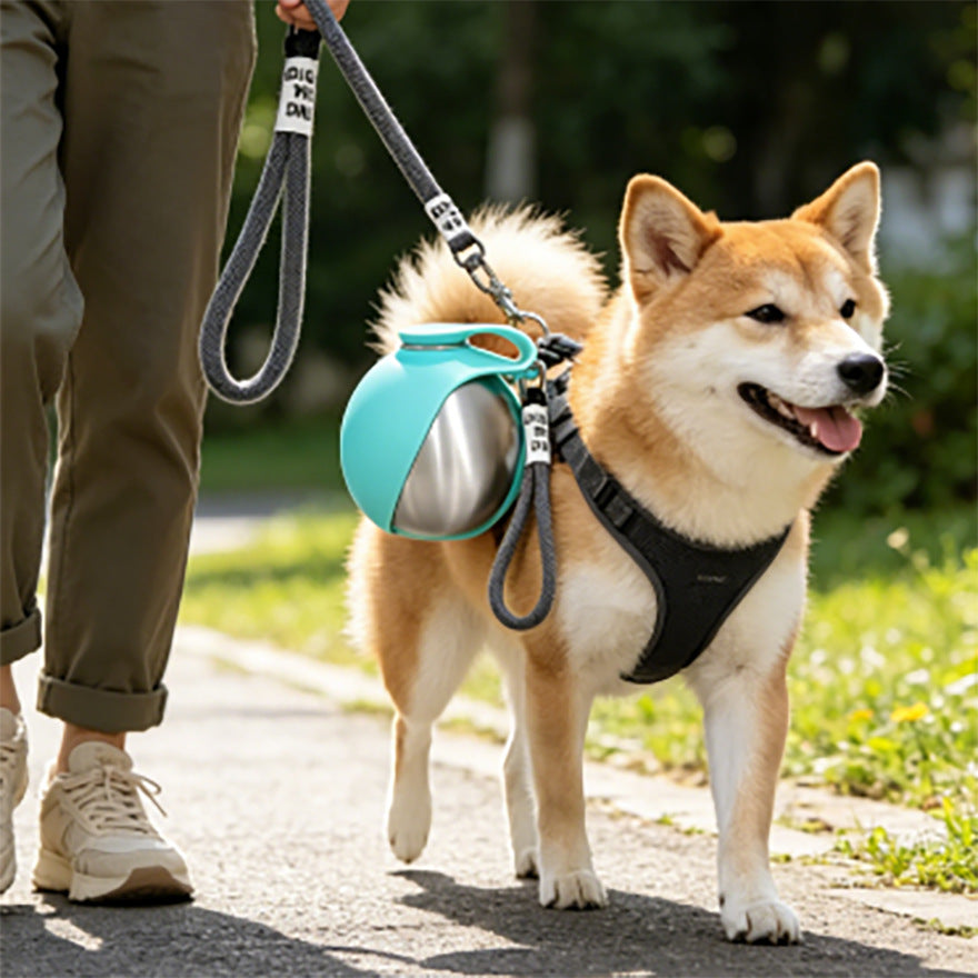 Portable 2-in-1 Stainless Steel Pet Water Bottle
